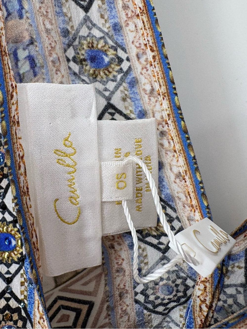 Camilla Silk Make Me Your Mosaic Ring Detail Strap Dress One Size Crystals $799 - Picture 11 of 16